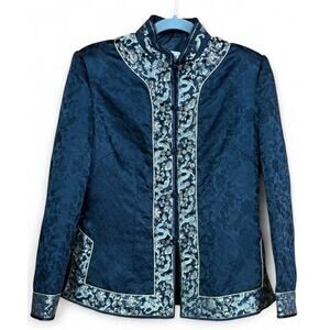 Ling Yun Traditional-Style Dragon Embroidered Brocade Jacket Women’s Sz M Black
